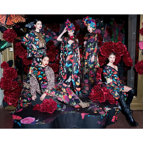 Alice + Olivia Butterfly Print Ball Gown Dress Bubble Hem Open Back Size 10 - Picture 2 of 13